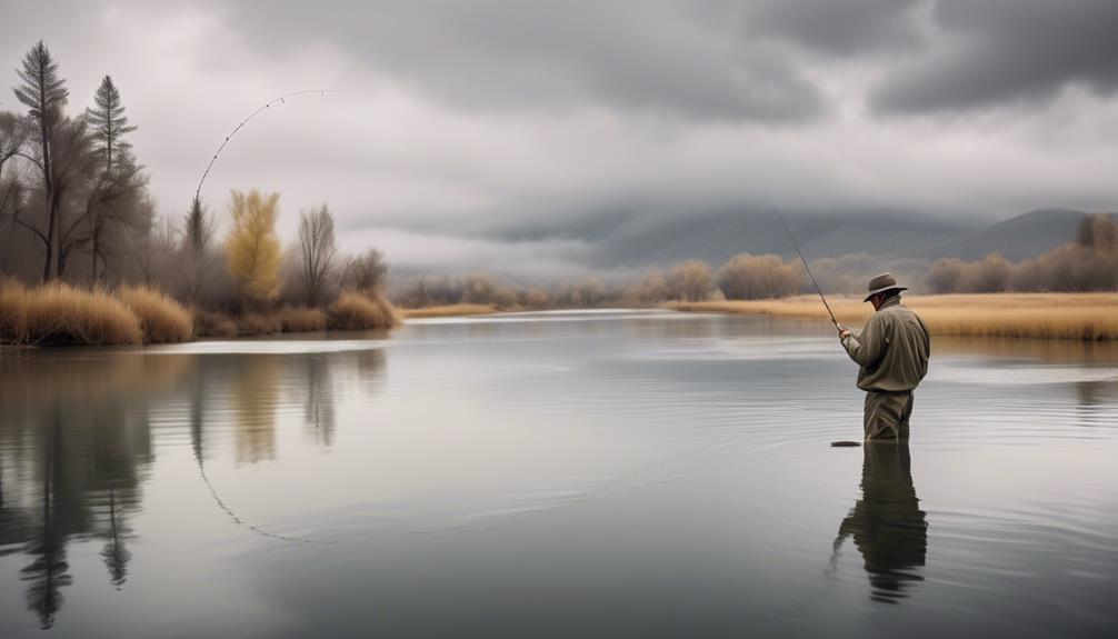 fly fishing on cloudy day