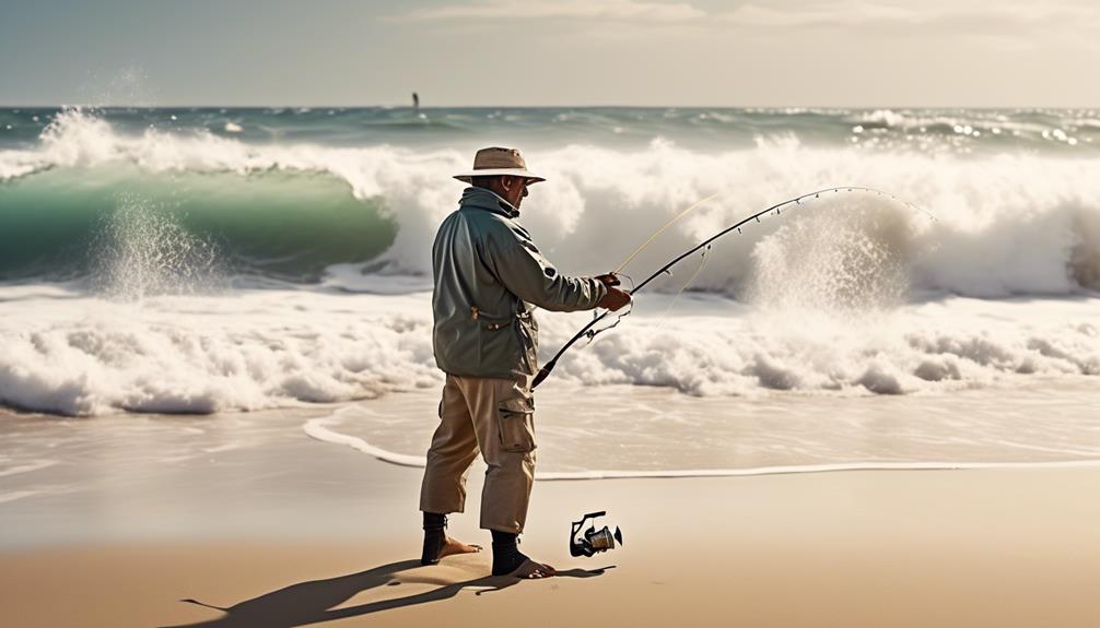 surf fishing reel setup