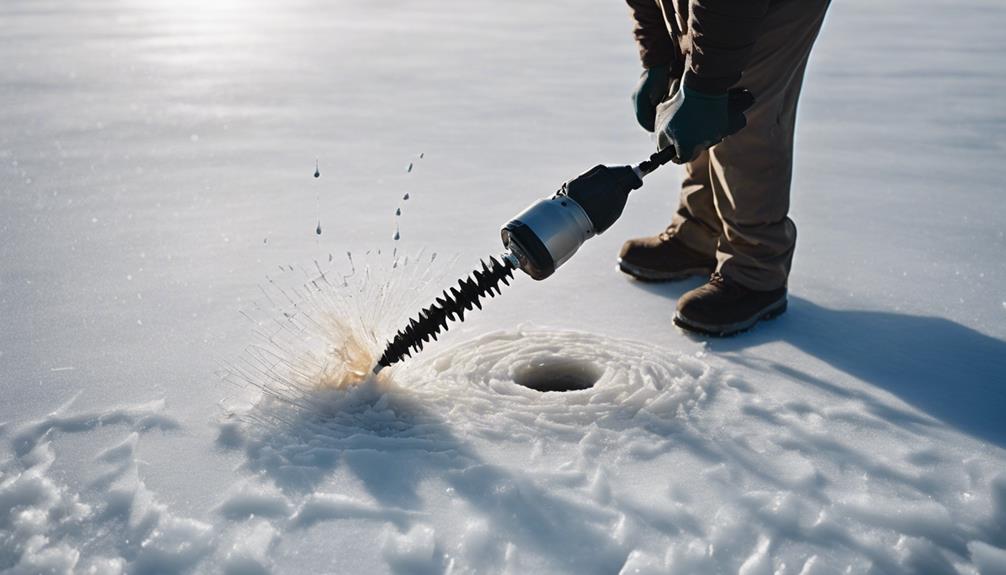 ice fishing hole drilling