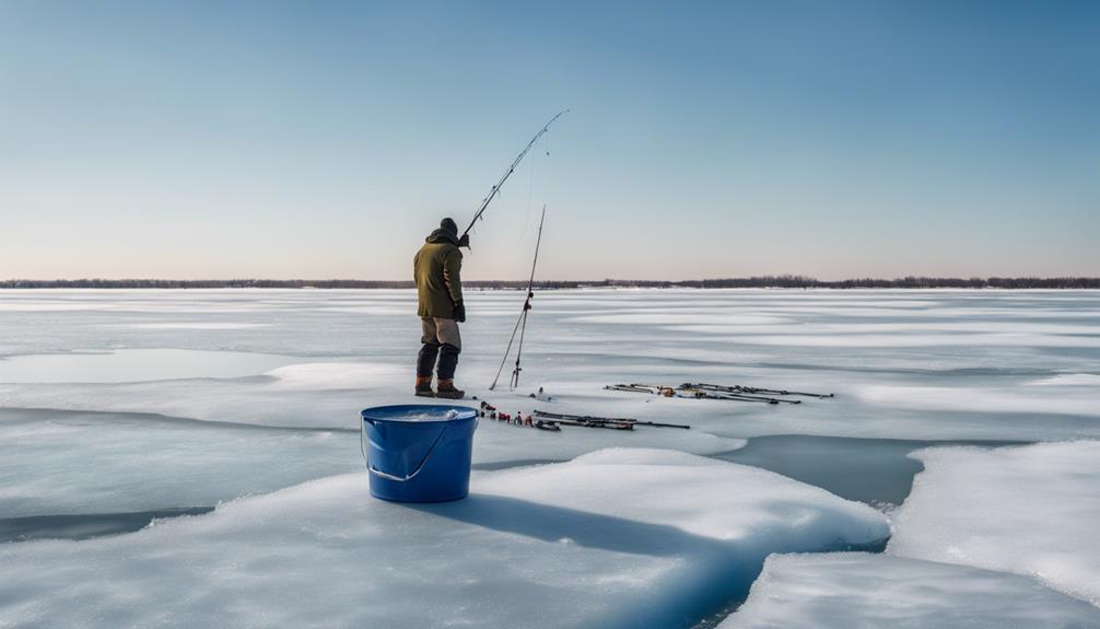 ice fishing on lake michigan