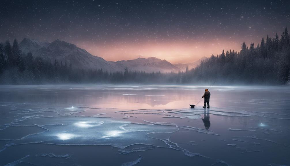 nighttime ice fishing adventure